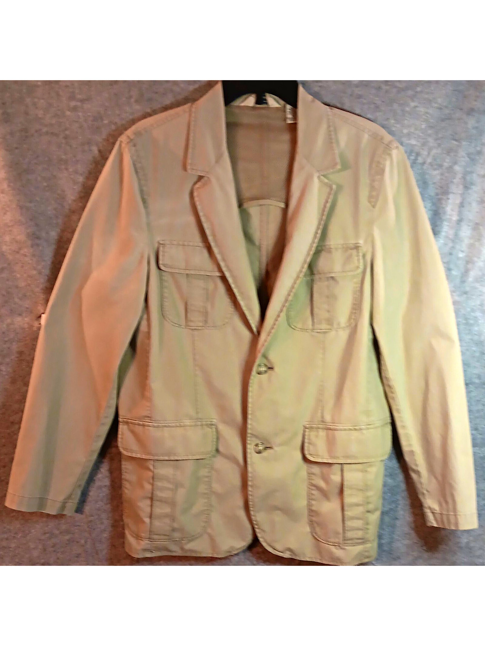 L.L.Bean Men's Beige Button Front Jacket 40 Regular Lined Pockets Notch